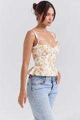 royal rose print peplum cotton corset
