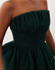 Lace & Beads Petite Tulle Bandeau Tiered Maxi Dress In Emerald