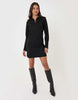 Threadbare Quarter Zip Brushed Knit Mini Dress In Black