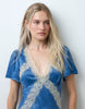 Reclaimed Vintage Satin Maxi Tea Dress With Lace Trim In Navy