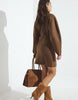 Na-Kd Knitted Sculptural Mini Dress In Brown