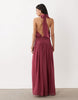 Chiffon Scarf Detail Halter Maxi Dress In Raspberry
