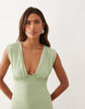 V Neck Fishtail Maxi Dress In Sage
