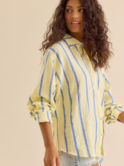 Vienna Striped Button Down Top