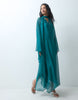 Chiffon Smock Dress With Tie Neck In Teal
