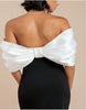 Goddiva Contrast Off Shoulder Back Satin Bow Maxi Dress In Black Cream