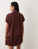 High Neck Mini Dress With Bubble Hem In Chocolate Brown