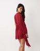 Mesh Asymmetric Extreme One Sleeve Mini Dress In Berry