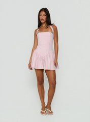 Esatora Halter Flare Mini Dress Pink