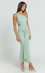 Mandy Midi Dress - Knot Detail Cut Out Mesh Dress in Sage