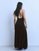 Bershka Long Strappy Dress In Brown
