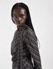 Chiffon Bias Cut Maxi Dress With Matching Scarf In Check Print