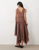 Miss Selfridge Boho Satin Lace Insert Hanky Hem Maxi Dress In Chocolate