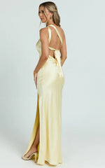Zahra Maxi Dress - One Shoulder Tie Back Dress in Lemon