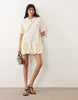 Miss Selfridge Drop Waist Bubble Hem Mini Dress In Vanilla