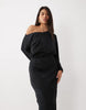 Fallen Shoulder Maxi Dress In Black