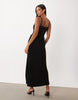 Corset Waist Maxi Dress With Drape Detail In Black