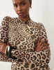 Bardot Mesh Mock Neck High Split Maxi Dress In Leopard Print