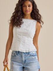 Callie Eyelet Pleated Tank