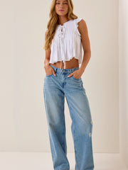 Aurora Pleated Tie Front Top