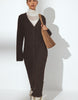 Na-Kd Knitted Wool Blend Cardigan Maxi Dress In Brown