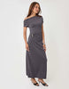 Threadbare Off Shoulder Draped Jersey Maxi Dress In Charcoal Grey