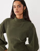 Soft Cord Panelled Midaxi Dress In Green