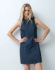 Gap Sleeveless Suede Mini Dress In Dark Wash Stripe