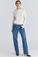 ivory cashmere + wool crew neck sweater