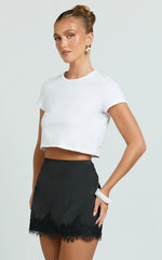 Ava Mini Skirt - Lace Trim Skirt in Black