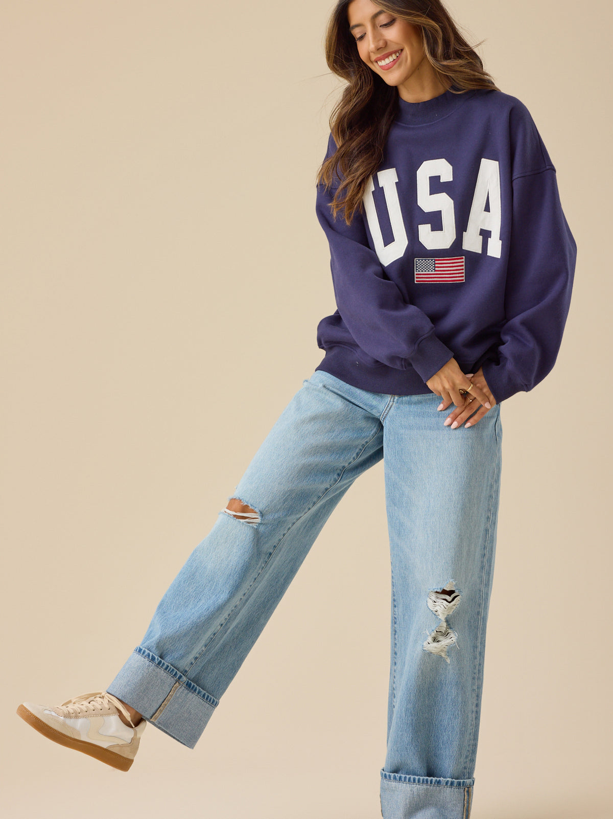 USA Embroidered Mock Neck
