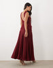 Asos Luxe Fluffy Knit Bodice Maxi Dress With Chiffon Skirt In Burgundy