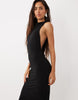 Sleeveless High Neck Maxi Dress With Twist Back Detail In Black