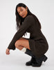 Only Petite Boatneck Knitted Mini Skater Dress In Brown