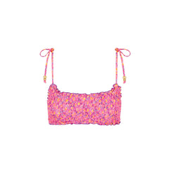 Shirred Crop Tie Bikini Top - Gelato Bloom