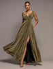 Goddiva Crossover Sparkling Glitter Maxi Dress