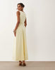 Boat Neck Waist Detail Midi Dress In Yellow