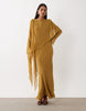 Cape Detail Long Sleeve Maxi Dress In Dark Ochre