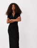 Ribbed Short Sleeve Polo Midi Dress In Black
