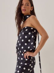Nancie Polka Dot Scarf Top