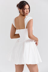 white cotton corset mini dress