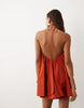 Halter Neck Trapeze Mini Dress In Rust