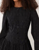 Wednesday'S Girl Long Sleeve Button Down Smock Dress In Black Polka Dot