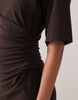 Side Ruched Tshirt Midi Dress Chocolate