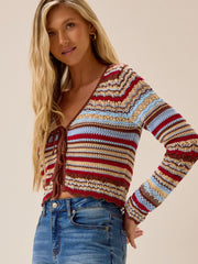 Moore Multi Stripe Crochet Cardigan