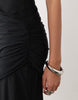 Cap Sleeve Ruched Maxi Dress In Black