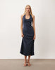 Miss Selfridge Halterneck Maxi Dress In Navy Polka Dot Print