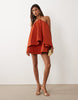 Halter Neck Trapeze Mini Dress In Rust