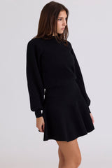black wool & cashmere mini skirt