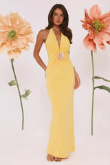 Meadow Daze Halter Maxi Dress Yellow